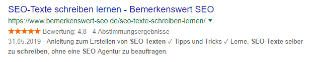 Bewertungen auf der SERP